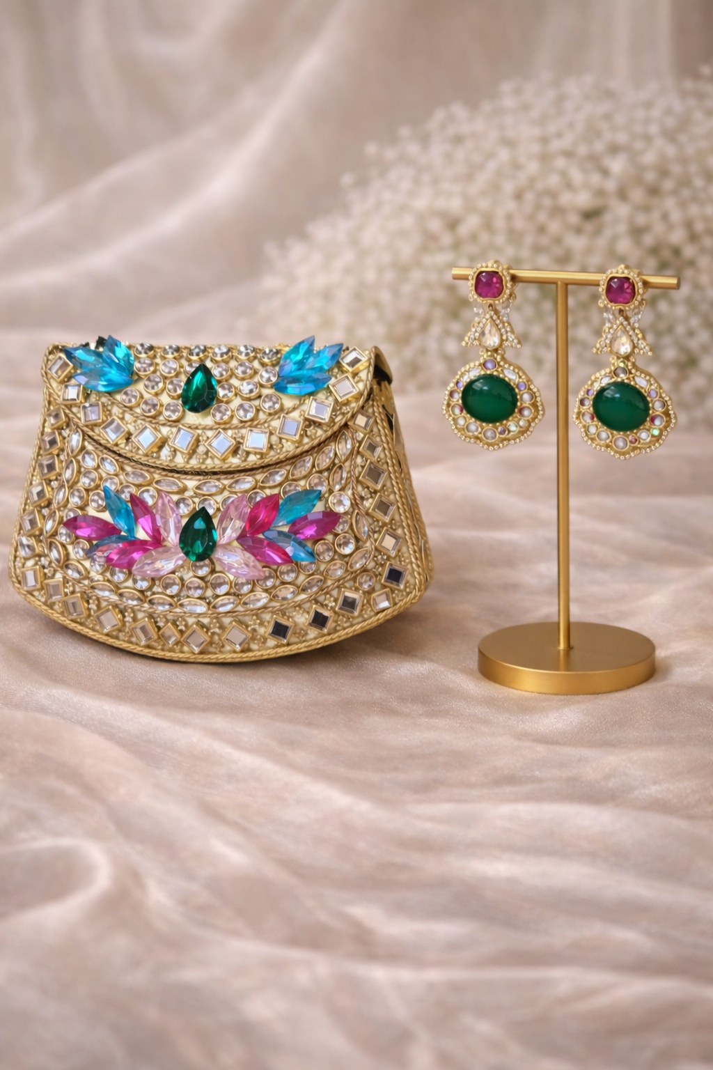 Royal Kundan Clutch & Statement Earrings Set