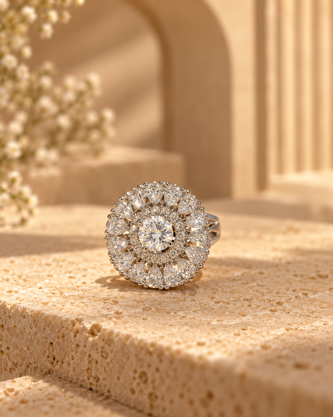 Regal Halo Crystal Ring