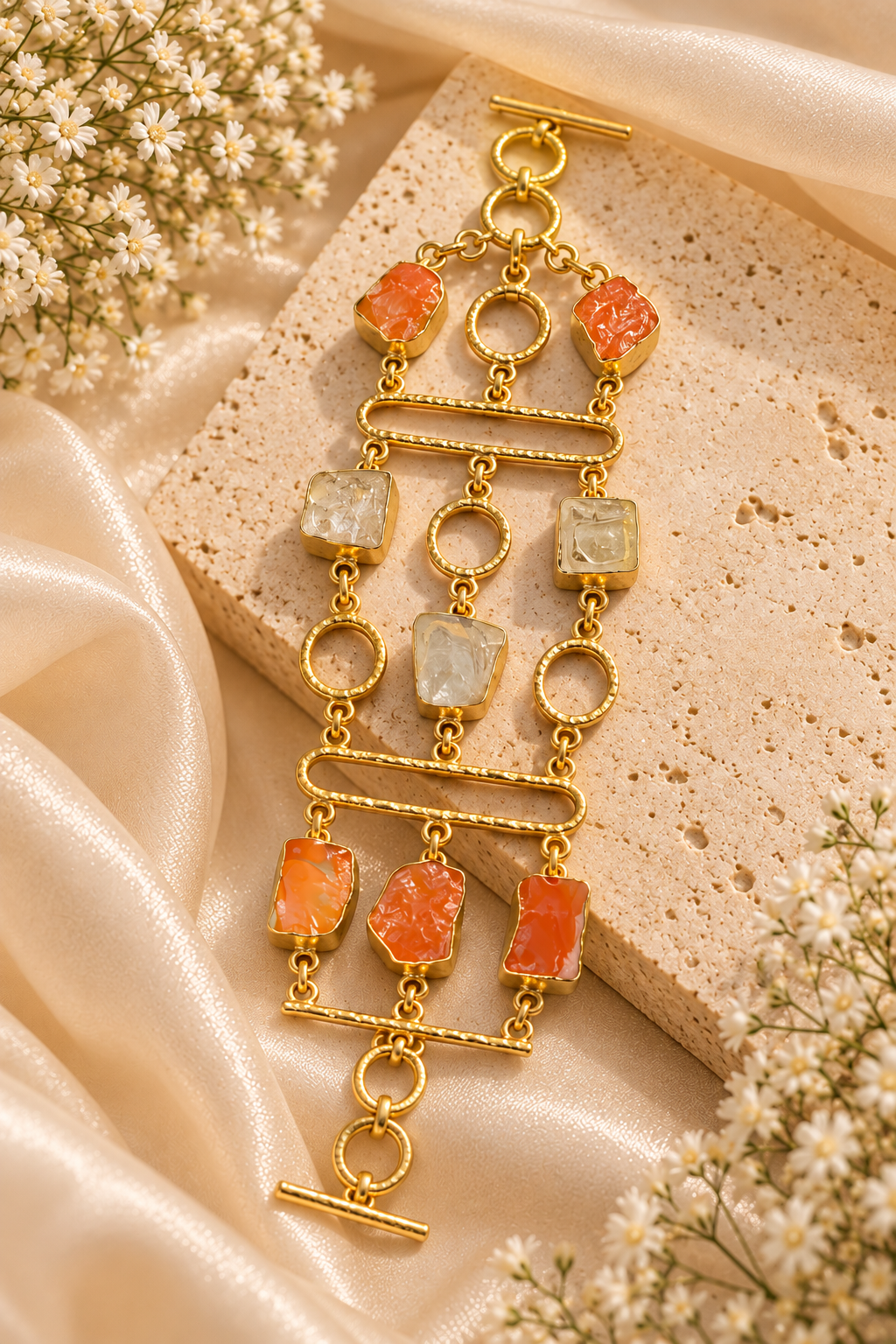 Coral Stone Statement Bracelet