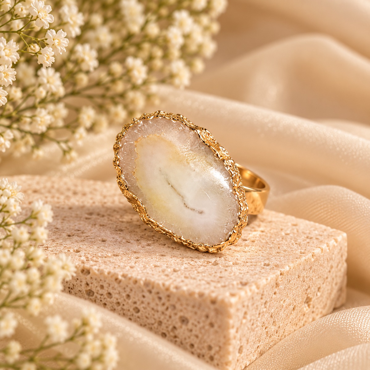 Pearl Edge Agate Ring