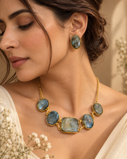 Labradorite Elegance Statement Jewellery Set