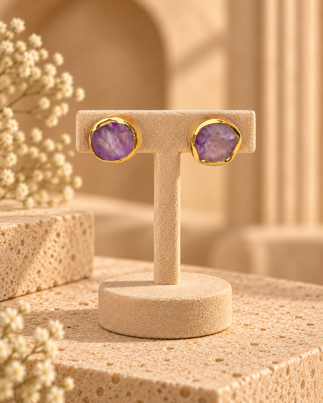 Pale Purple Gemstone Studs