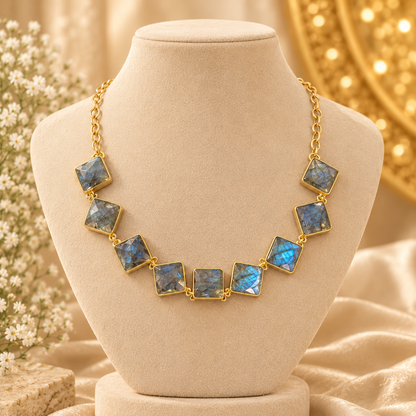 Blue Labradorite Gold Choker