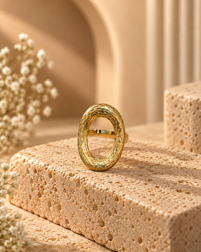 Golden Oval Contour Ring