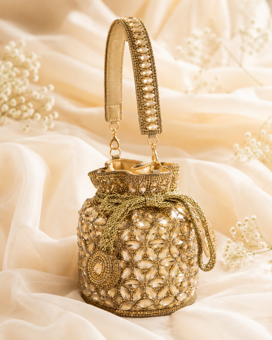 Mini Gold Crystal Potli Bag