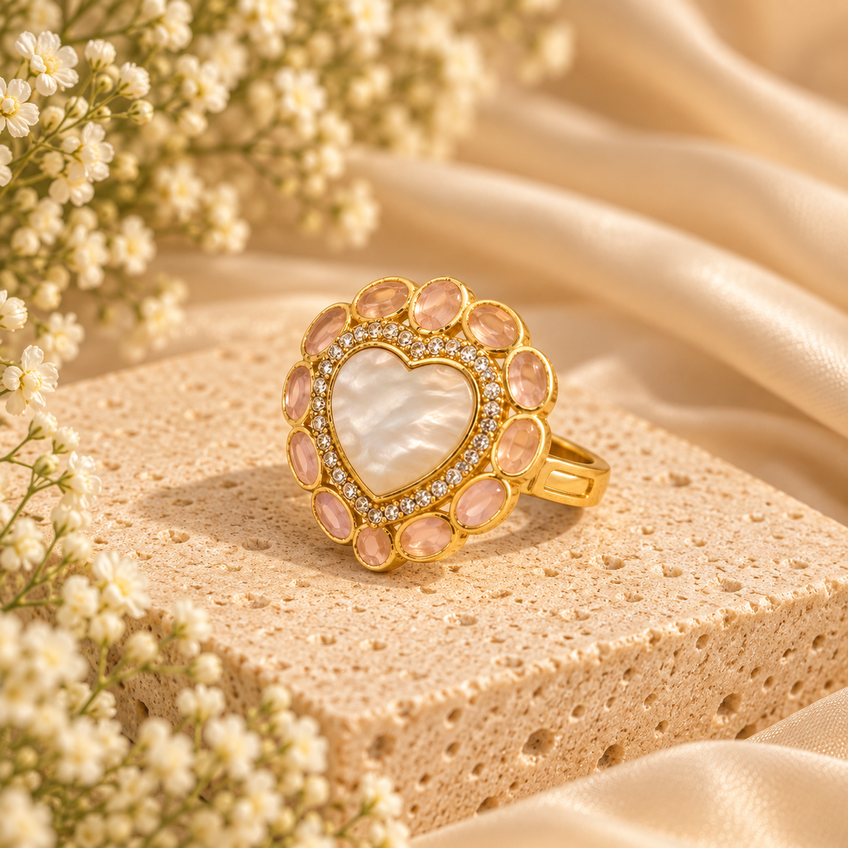 Pearl Heart Statement Ring