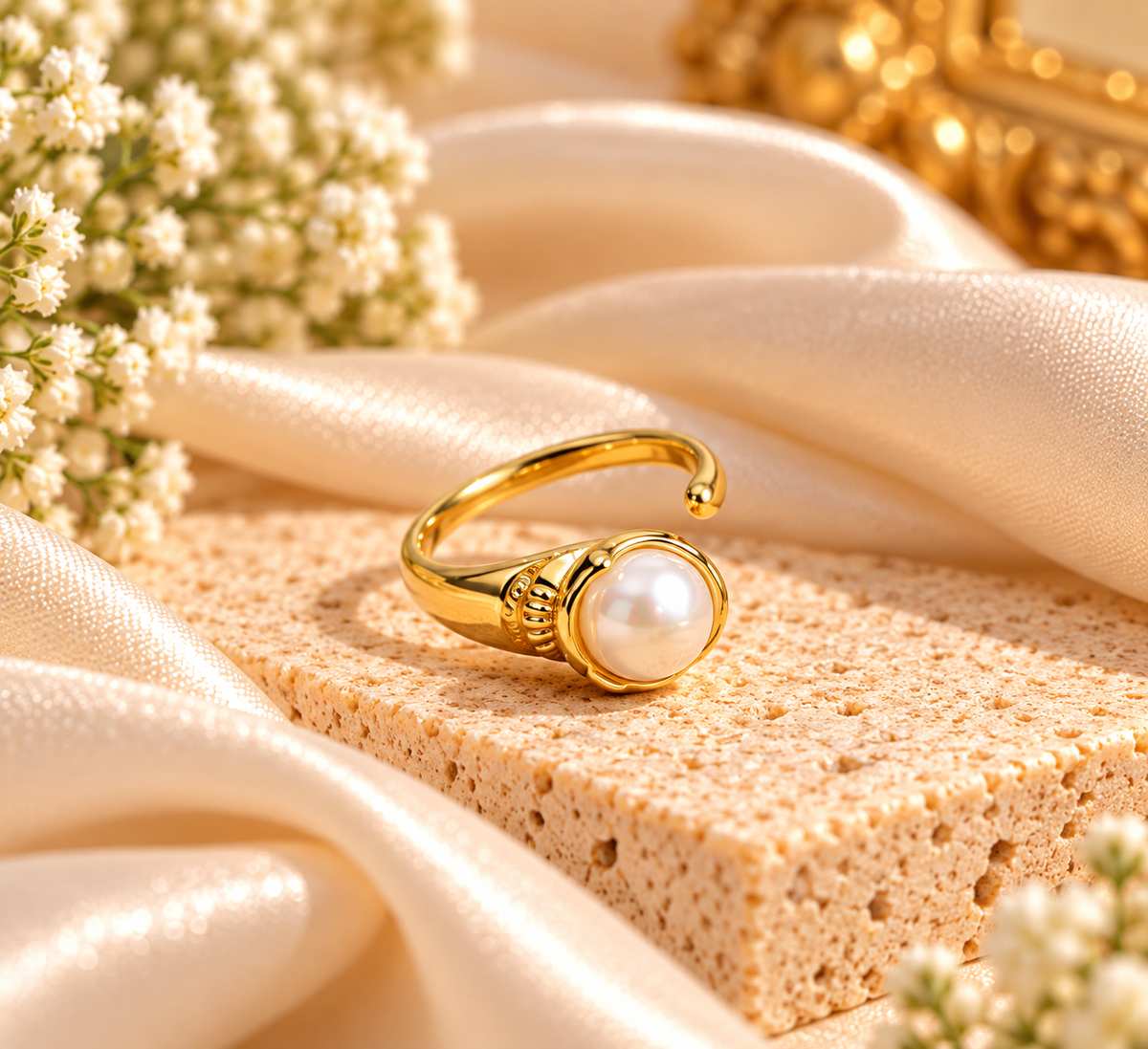 Pearl Gold Statement Ring