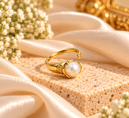 Pearl Gold Statement Ring