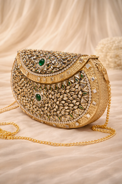 Midnight Mirror Kundan Clutch(big)