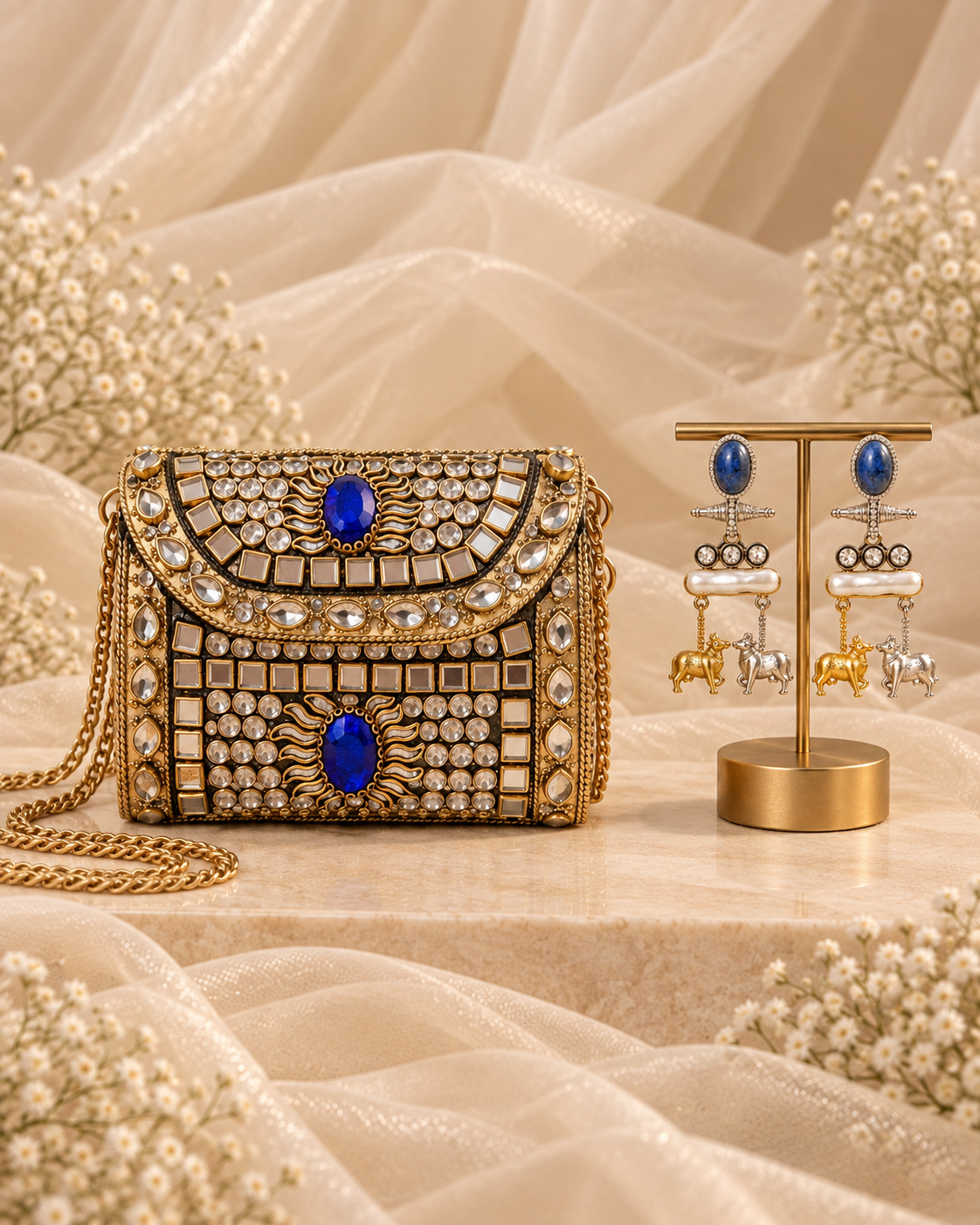 Royal Blue Kundan Combo