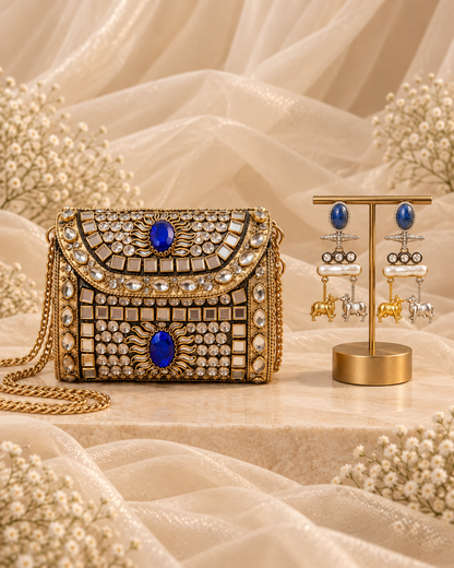 Royal Blue Kundan Combo