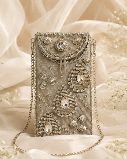 Silver Pearl Bridal [mobile clutch]