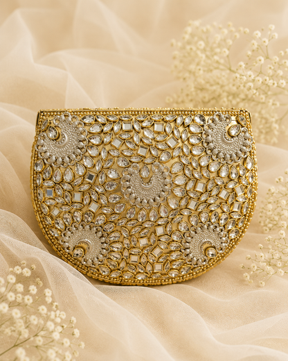 Pearl Kundan Clutch ( Medium)