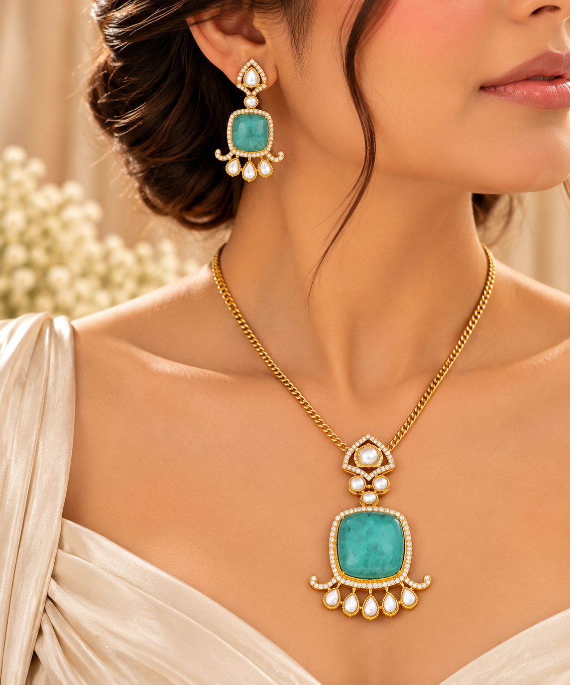 Aqua Royale Pendant Necklace Set