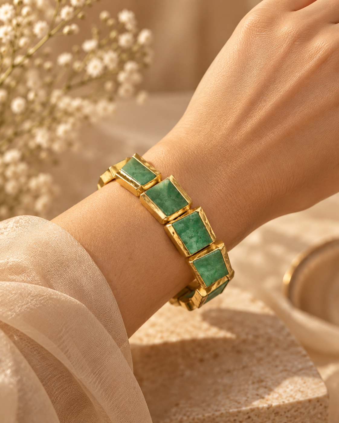 Verdant Gemstone Segment Cuff
