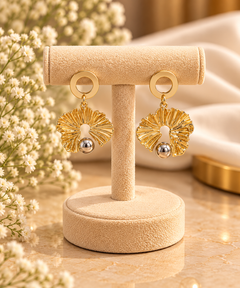 Gold Textured Ball Drop Earrings