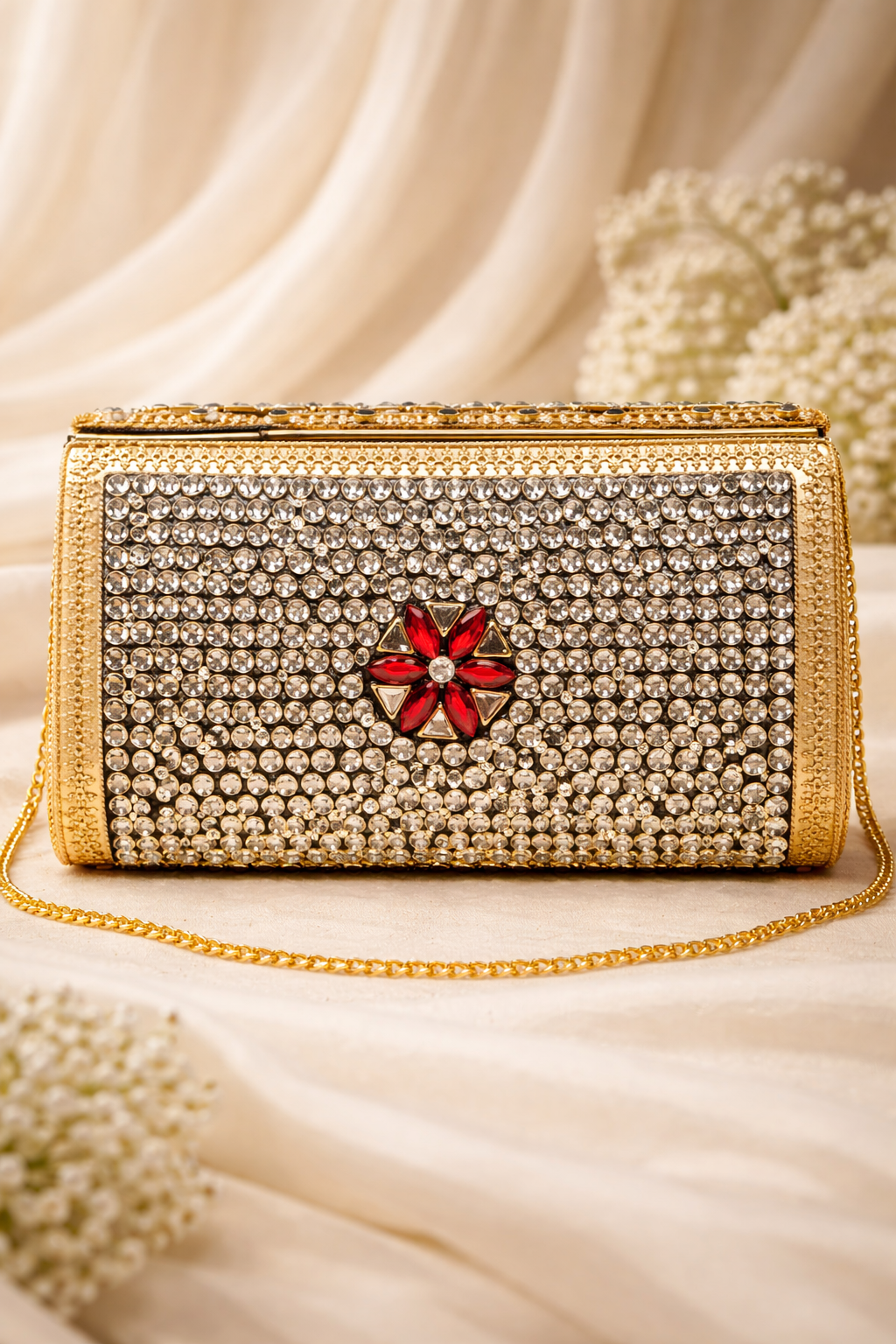 Scarlet Bloom Kundan Clutch(big)