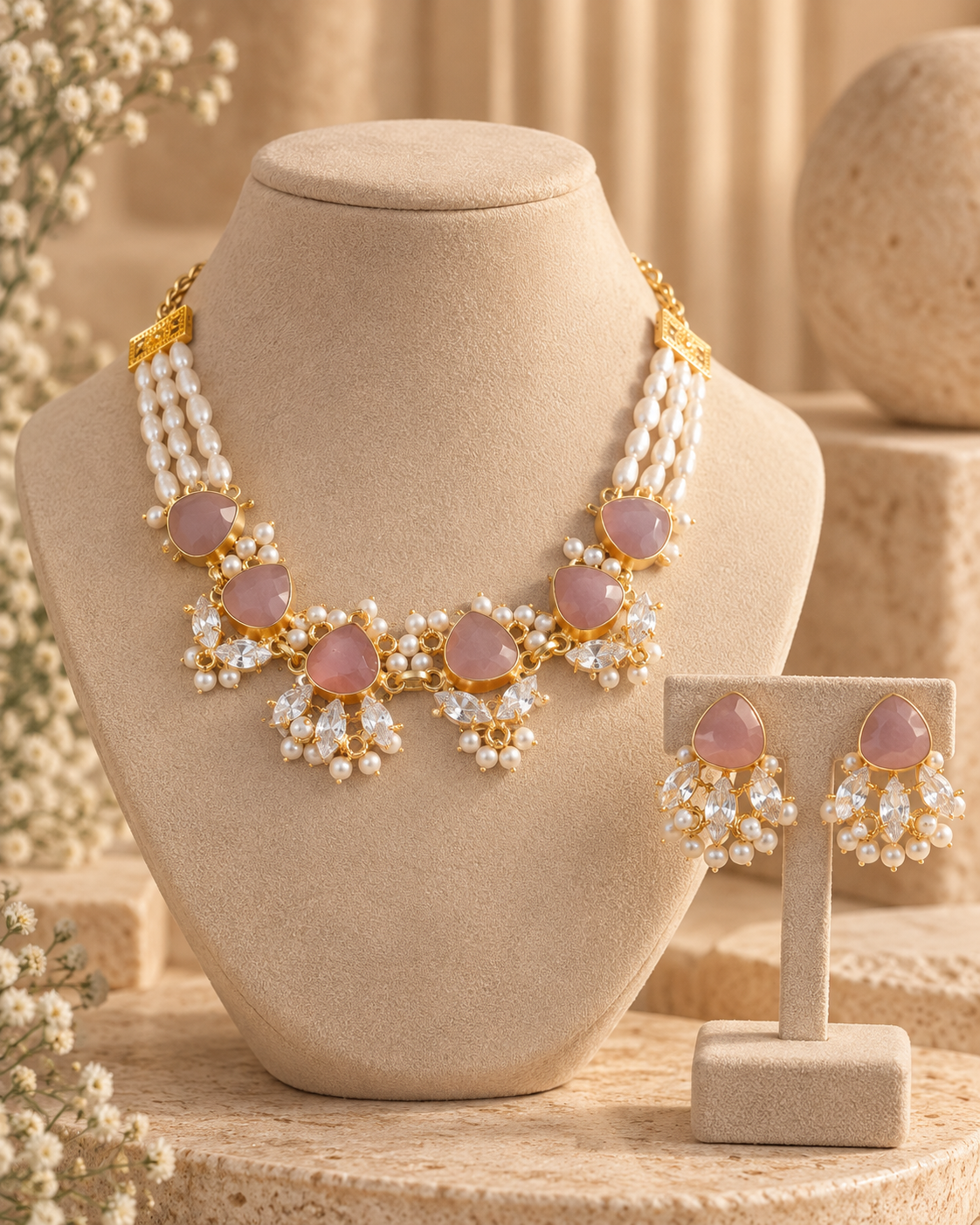 Pink Moonstone set