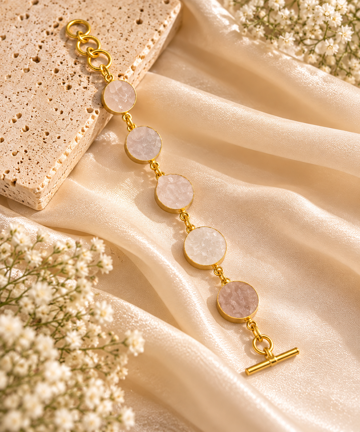 Blush Crystal Gold Link Bracelet