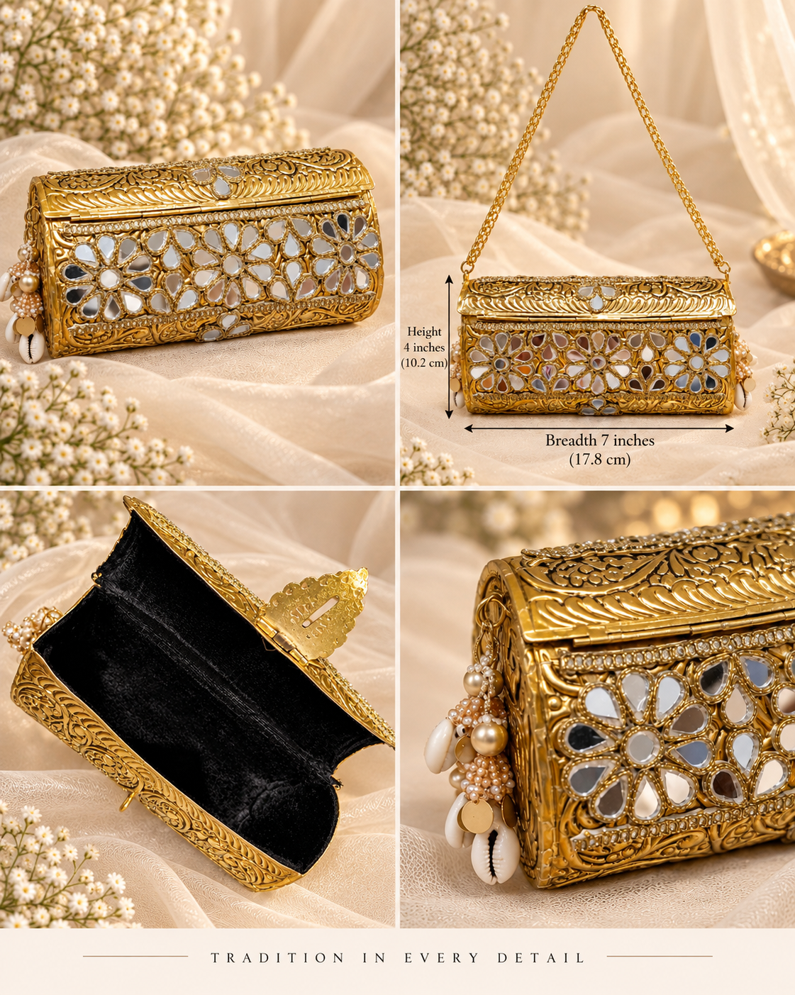 Royal Gold Mirrorwork Bridal Clutch