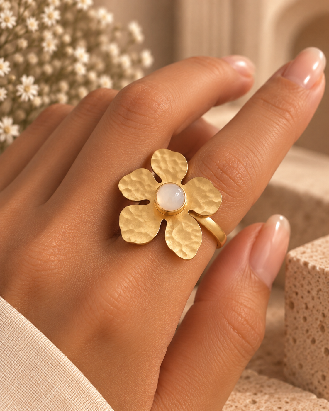 Pearlescent Petals Ring