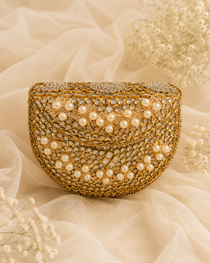 Pearl Kundan Clutch ( Medium)