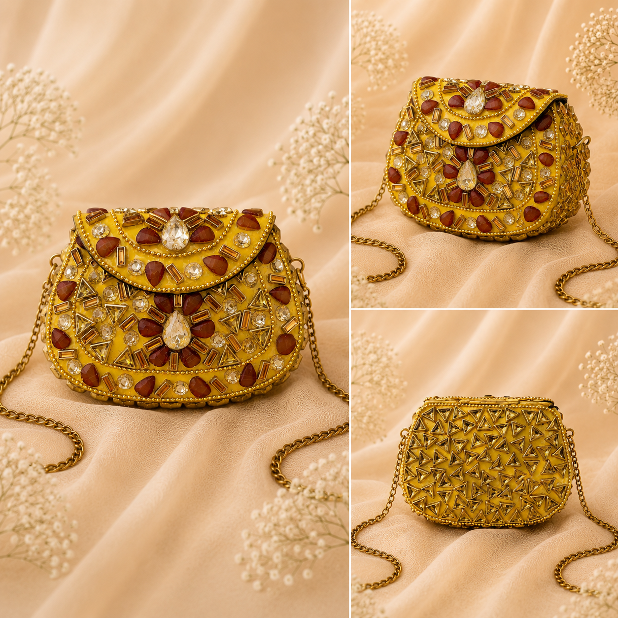 Maroon Kundan clutch (Mini)