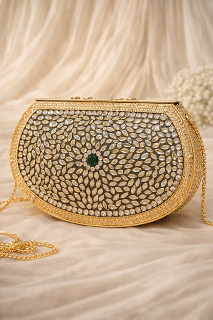 Midnight Mirror Kundan Clutch(big)