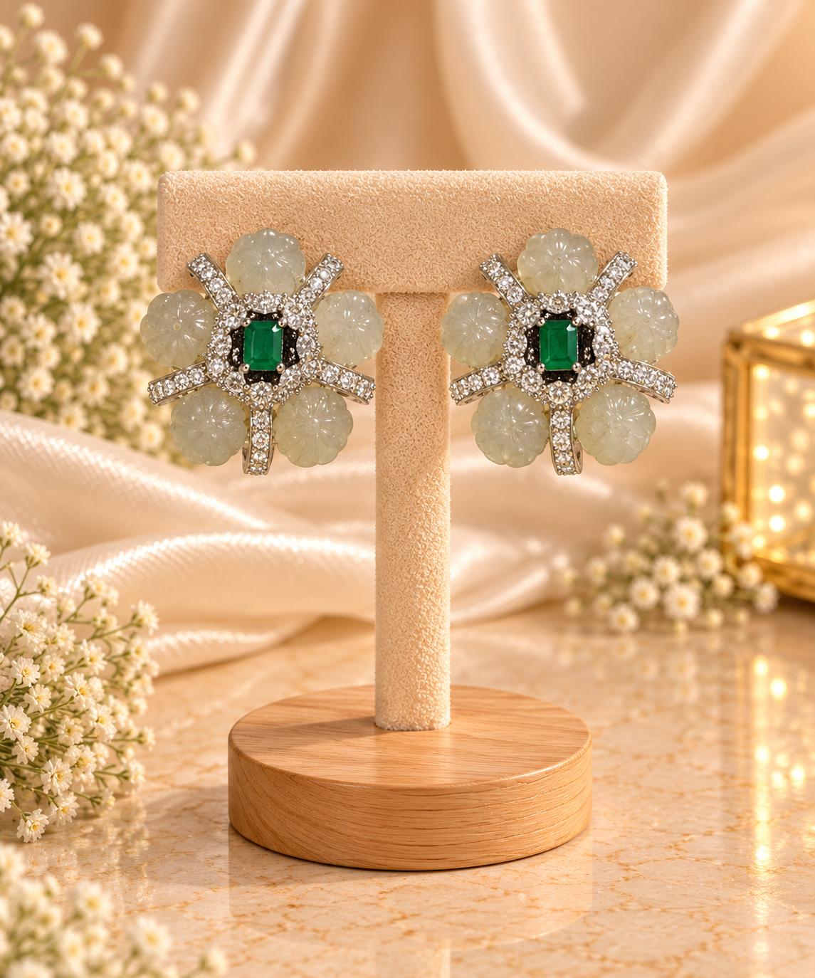 Emerald Floral Elegance Earrings