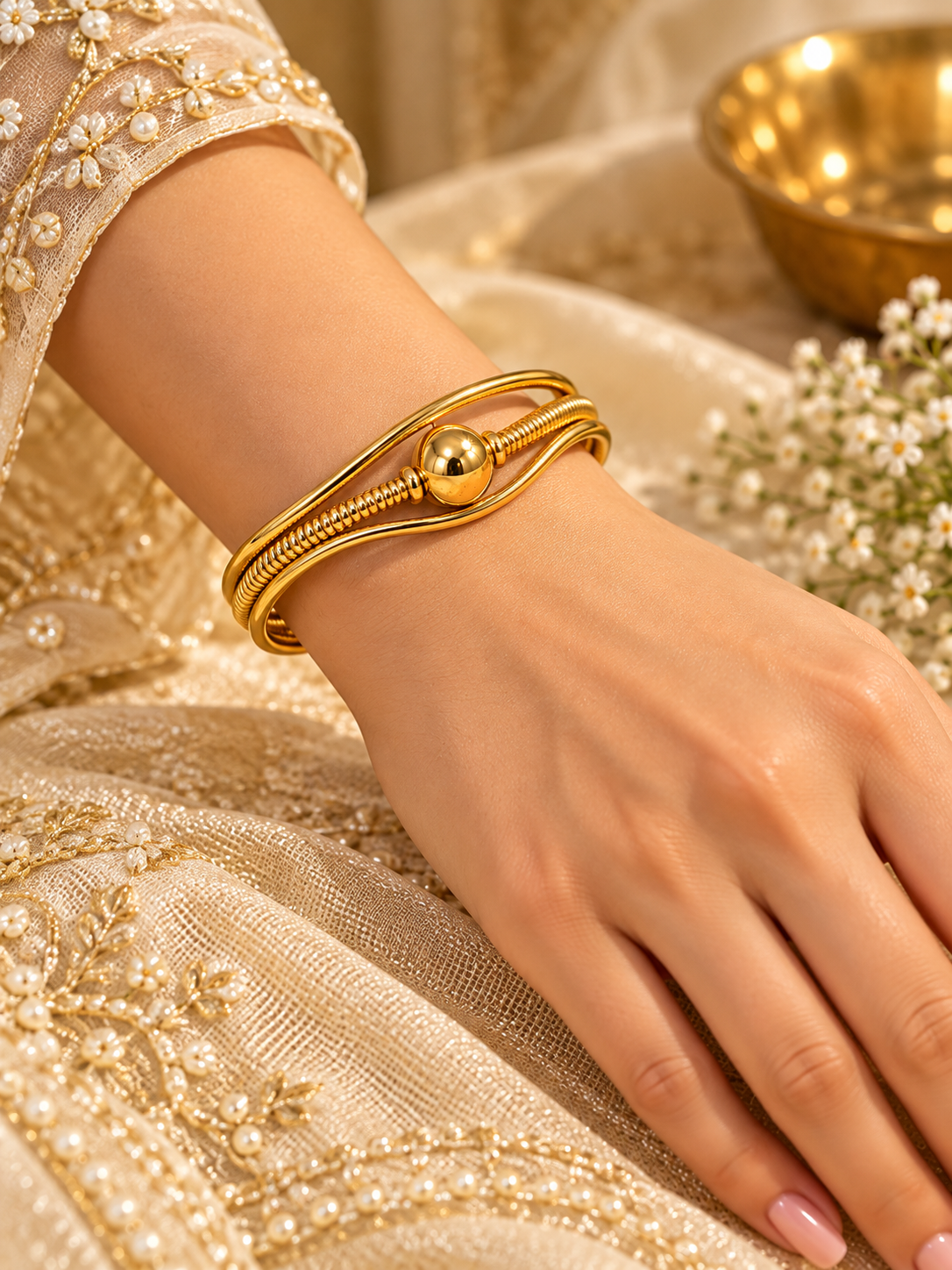 Gold Wire Cuff Bracelet