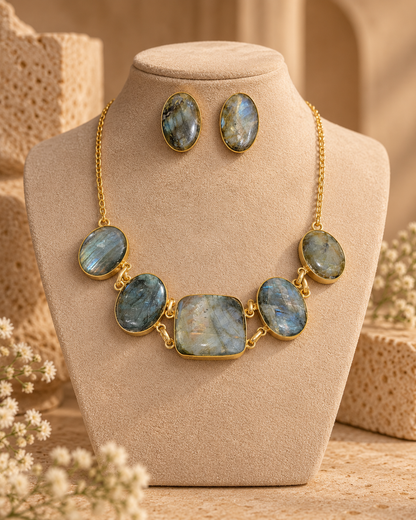 Labradorite Elegance Statement Jewellery Set