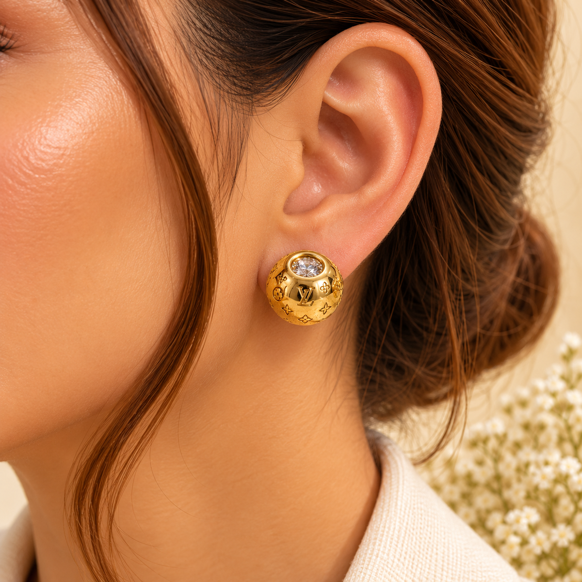 Gold Crystal Tassel Earrings