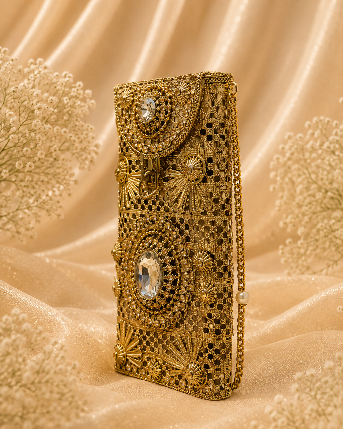Royal Gold Kundan [mobile clutch]