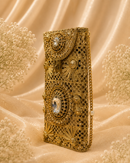 Royal Gold Kundan [mobile clutch]
