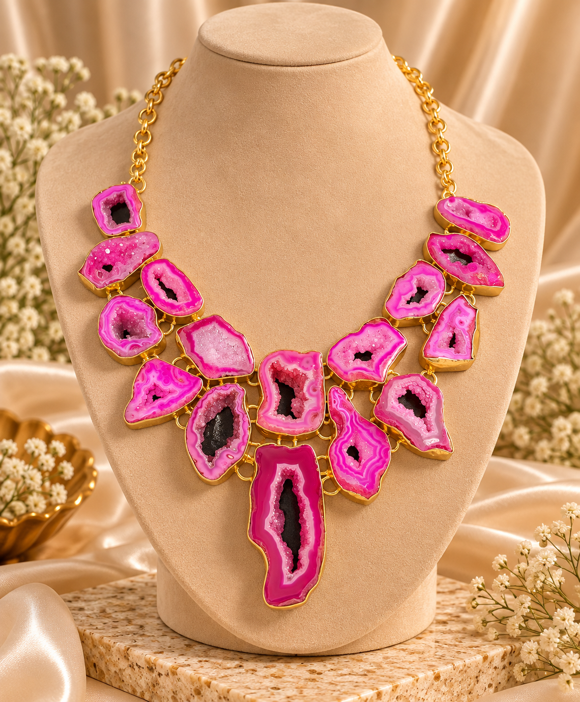 Fuchsia Royale Agate Necklace