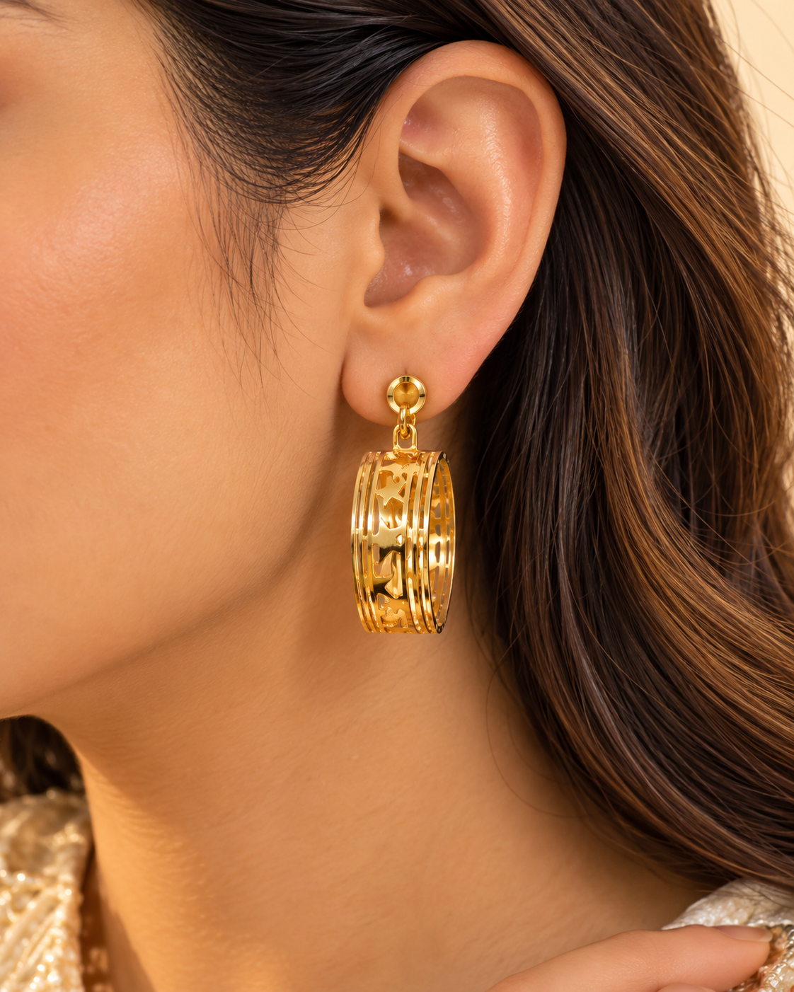 Gold Openwork Hoop Earrings