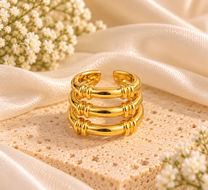 Triple Coil Statement Gold Ring