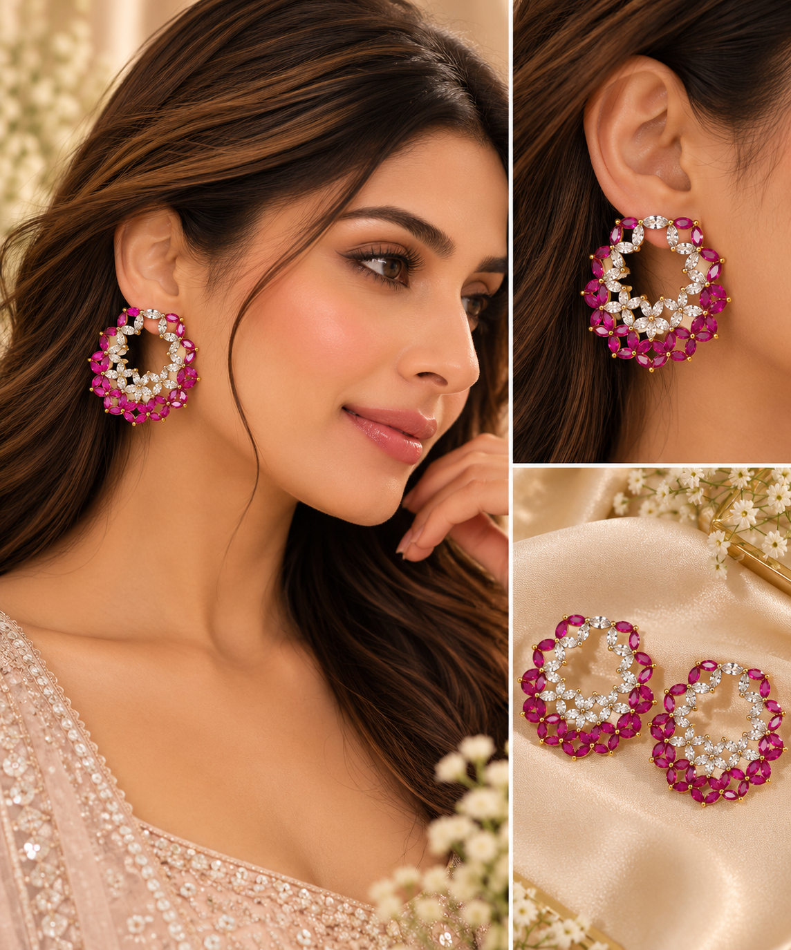 Pink Crystal Earrings
