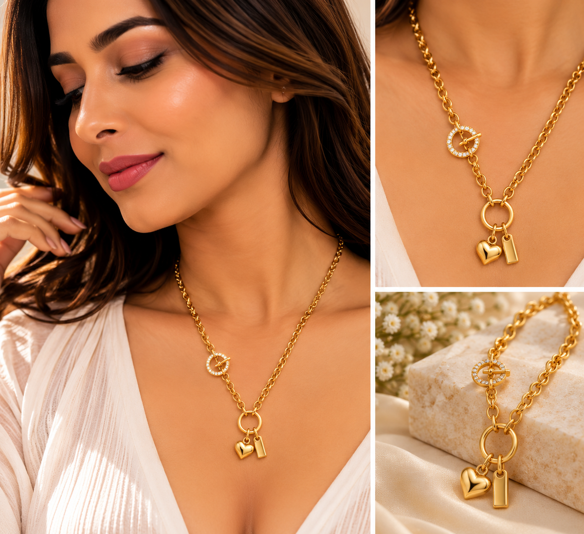 Gold Heart Charm Necklace