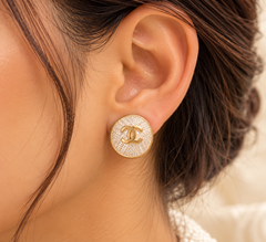 Gold Round Stud Earrings