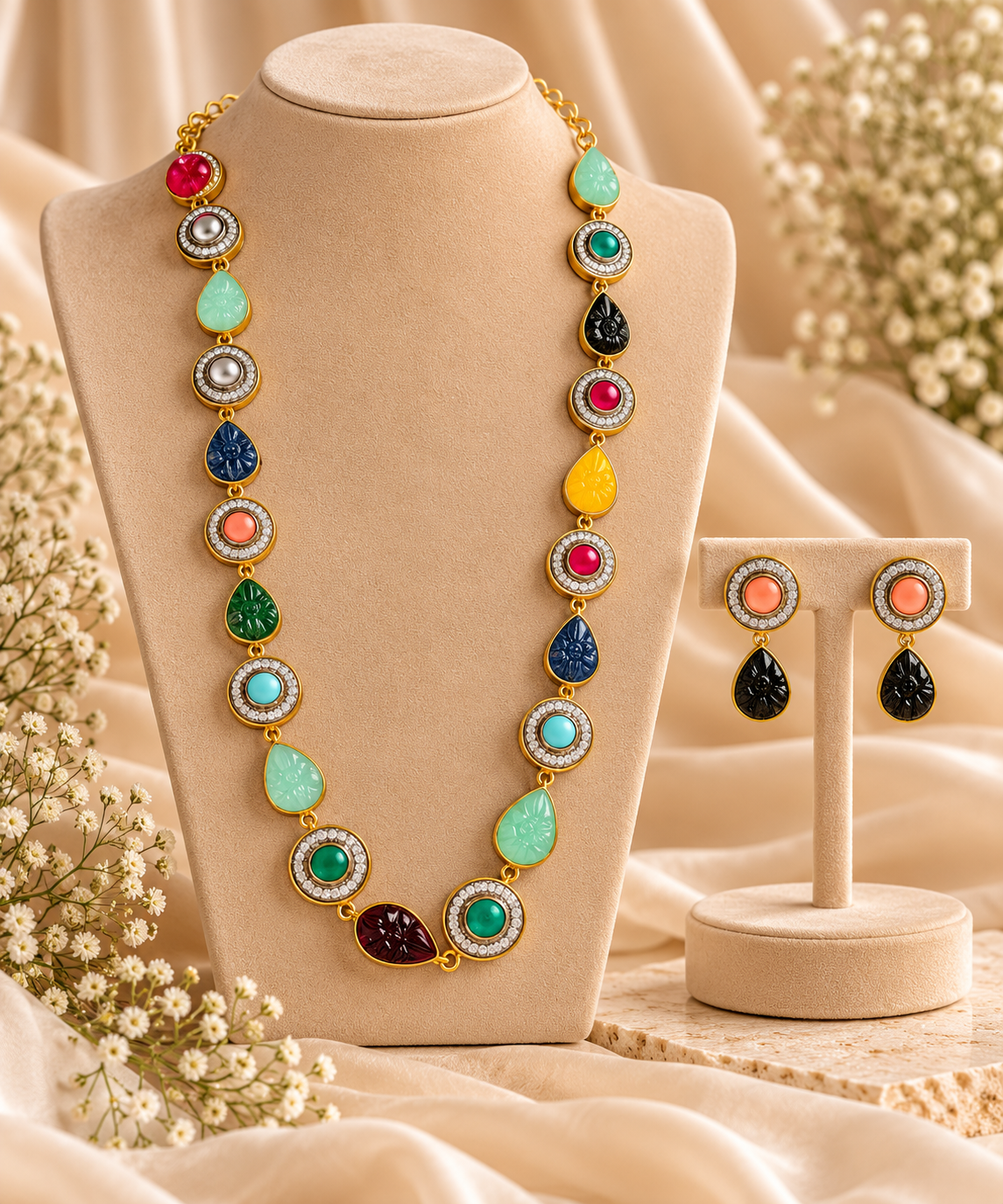 Multicolor Royale Statement Necklace Set