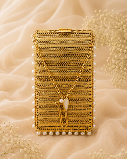 Antique Pearl Tassel Mobile Clutch