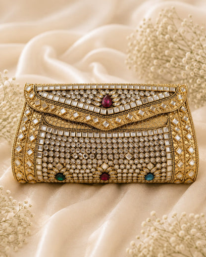 Multicolor Kundan Clutch ( Big)