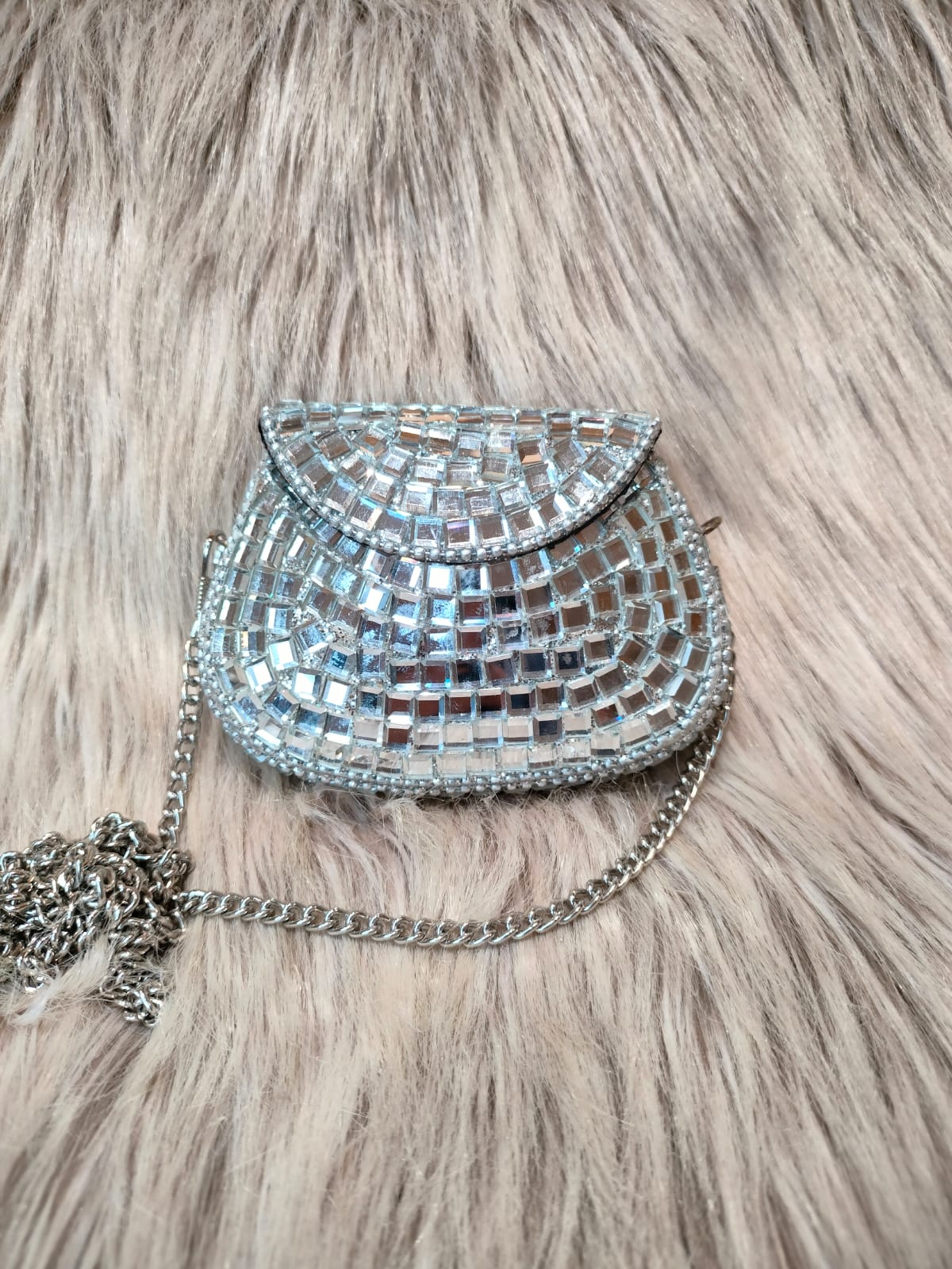 Elegant Mirror Kundan Clutch(mini)
