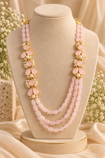 Rose Pearl Cascade Necklace