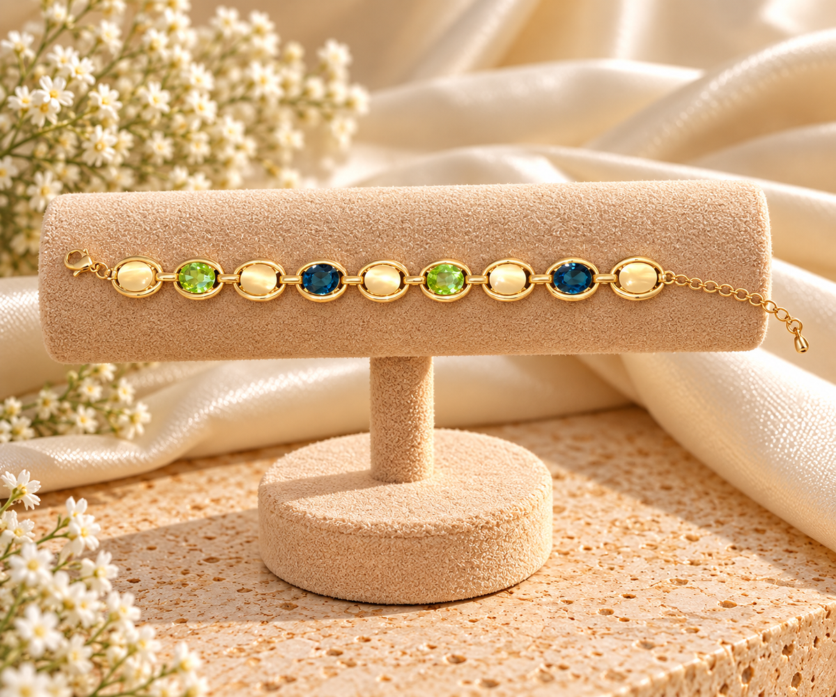 Gold Multicolour Gemstone Bracelet