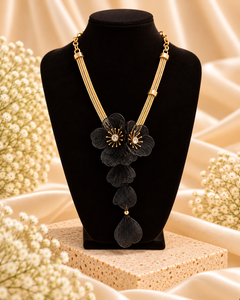 Black Floral Statement Necklace
